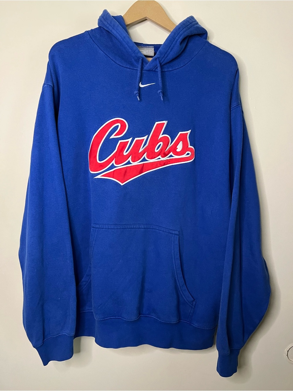 Vintage 90s Y2K Nike Team Chicago Cubs Center Swoosh Pullover Hoodie Size XL